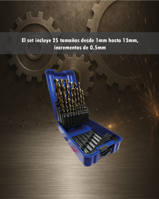 Juego de Brocas Cilíndricas IZAR (1.0 - 13.0mm) – 25 Pzs