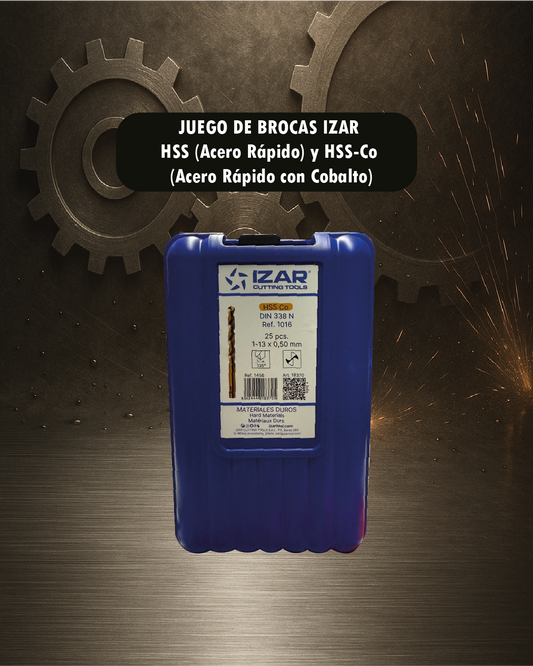 Juego de Brocas Cilíndricas IZAR (1.0 - 13.0mm) – 25 Pzs