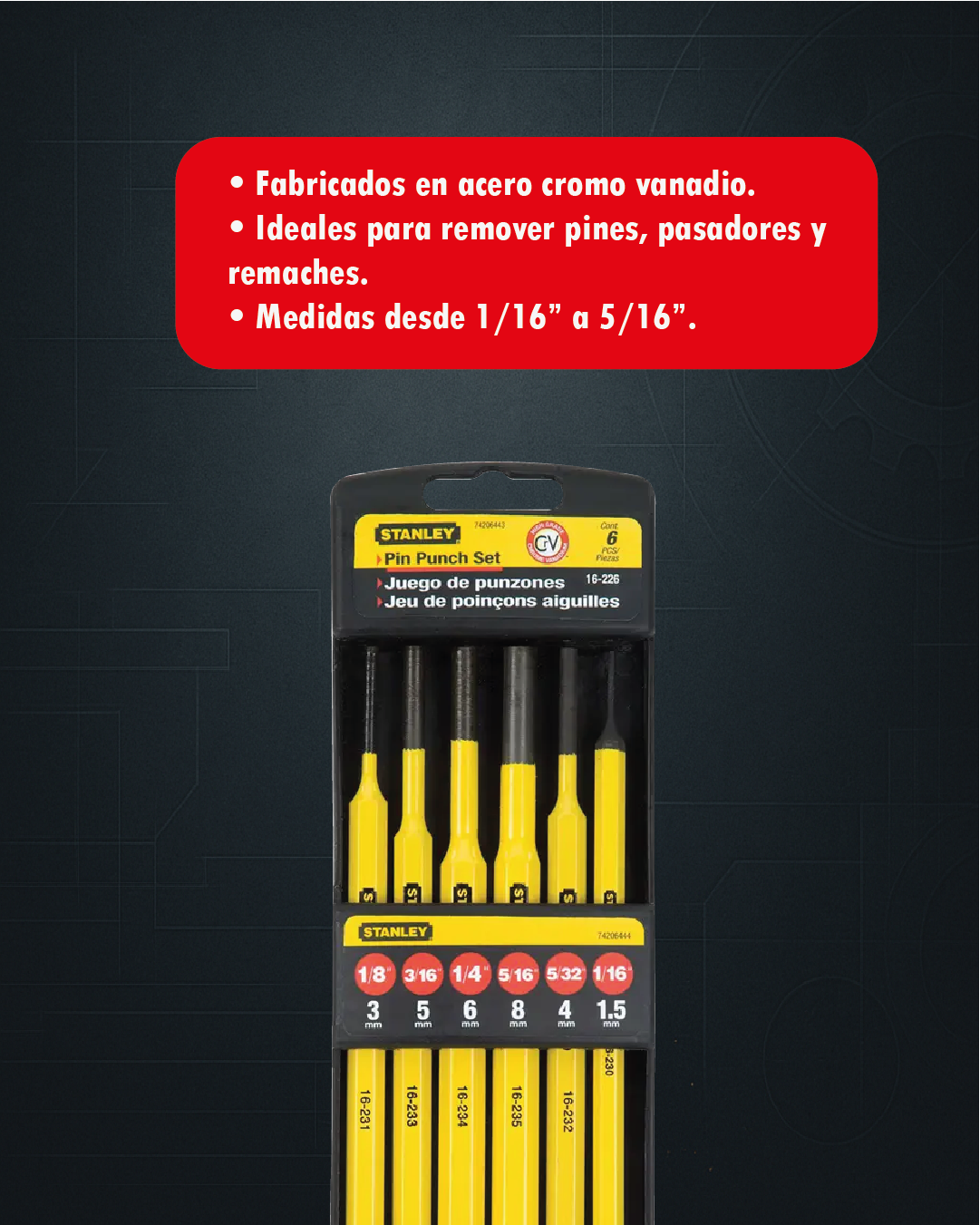 Juego de 6 Punzones Botadores – Stanley