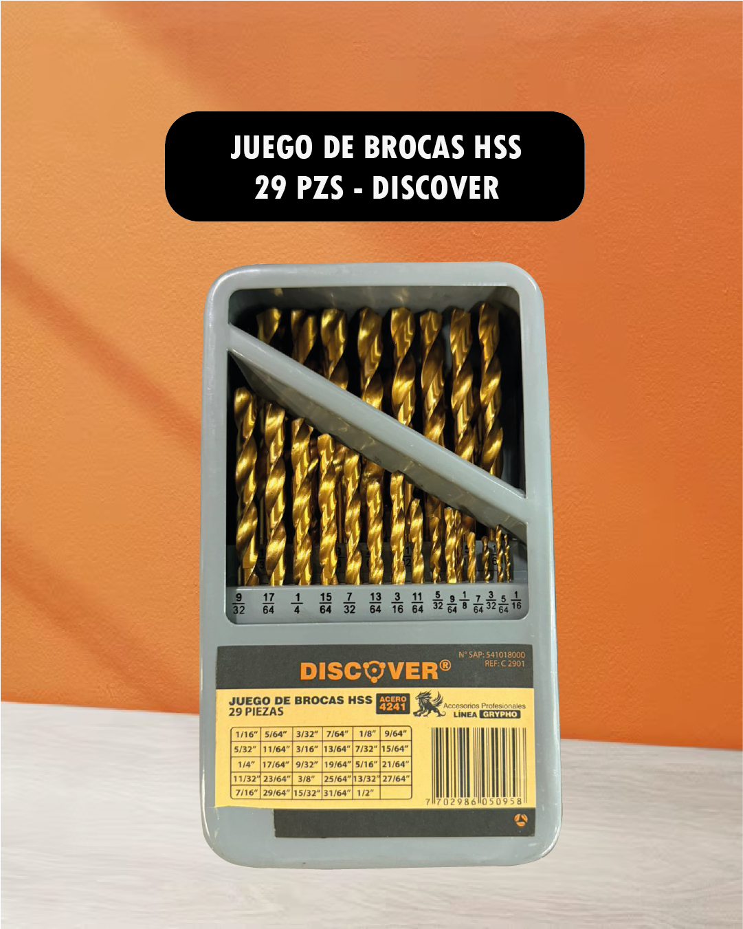 Juego de Brocas HSS 29 Piezas – Discover