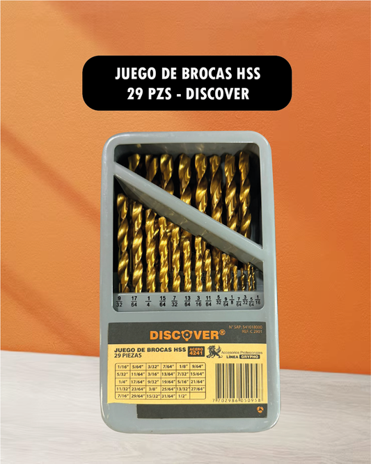 Juego de Brocas HSS 29 Piezas – Discover