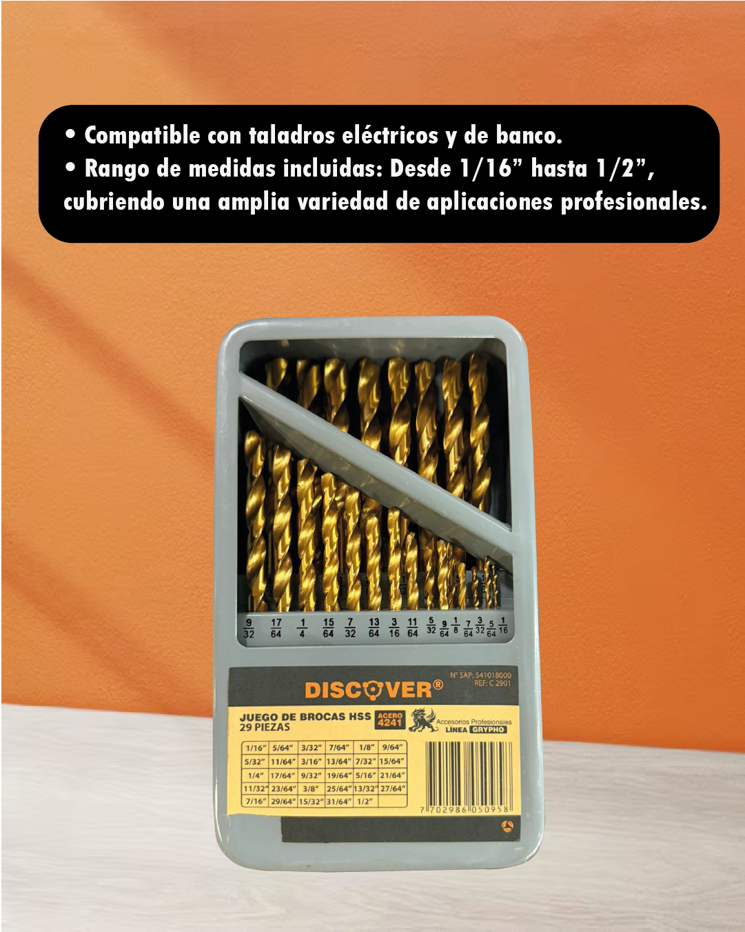 Juego de Brocas HSS 29 Piezas – Discover