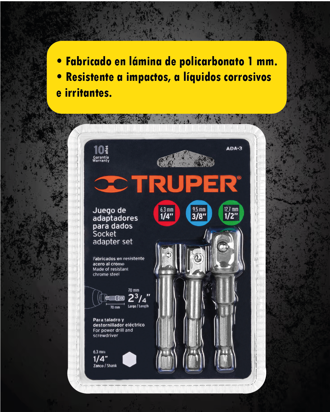 Juego de 3 Adaptadores para Dados – Truper