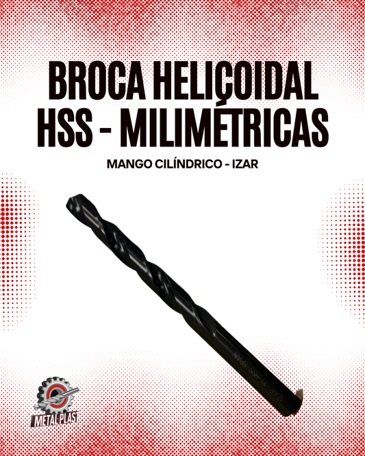 Broca Helicoidal HSS - Milimétricas - Mango Cilíndrico - Izar
