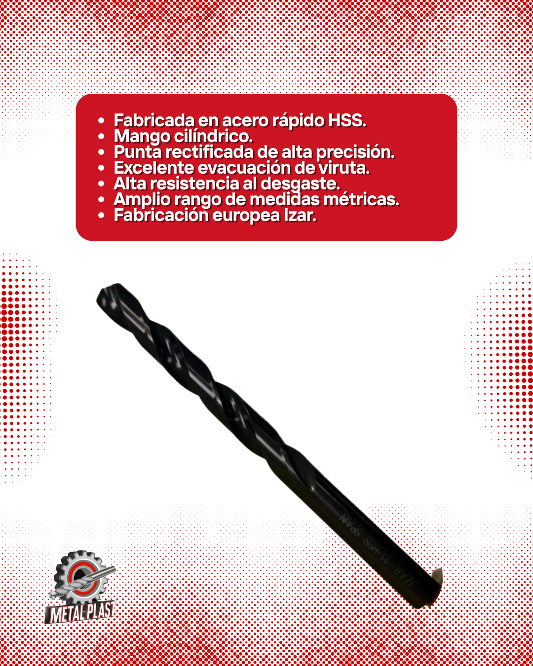 Broca Helicoidal HSS - Milimétricas - Mango Cilíndrico - Izar