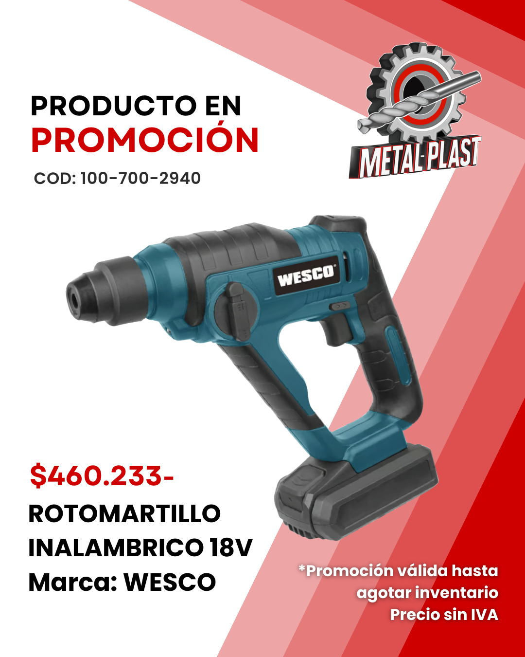 Rotomartillo Inalámbrico 18V - WESCO