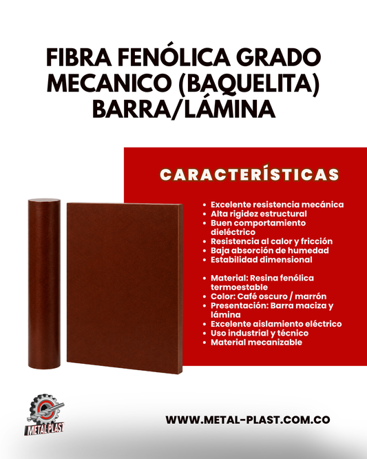 Fibra Fenólica Grado Mecánico (baquelita) - Barra/Lámina - Plast