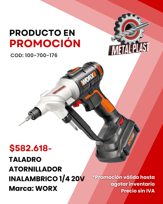 Taladro Atornillador Inalámbrico 1/4 - 20V - WORX