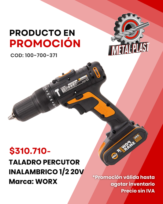 Taladro Percutor Inalámbrico 1/2 - 20V - WORX