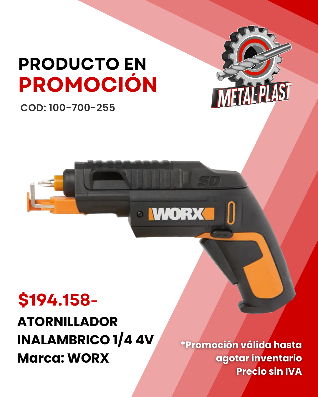 Atornillador Inalámbrico 1/4 - 4V