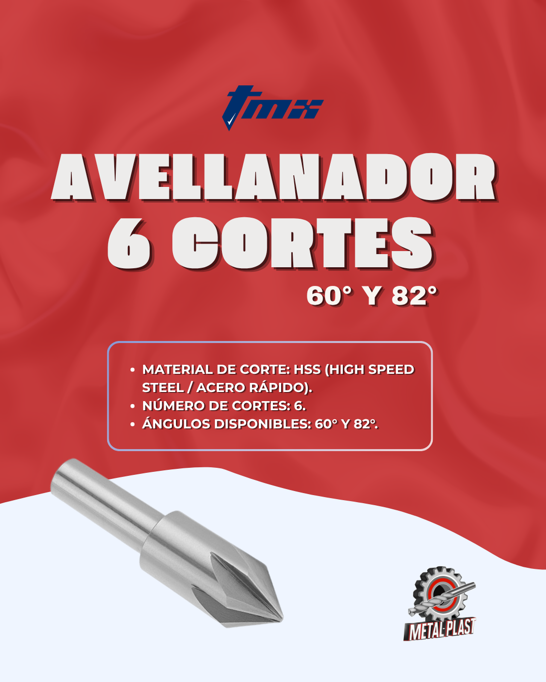 Avellanador 6 Cortes - HSS 60° y 82° - Toolmex