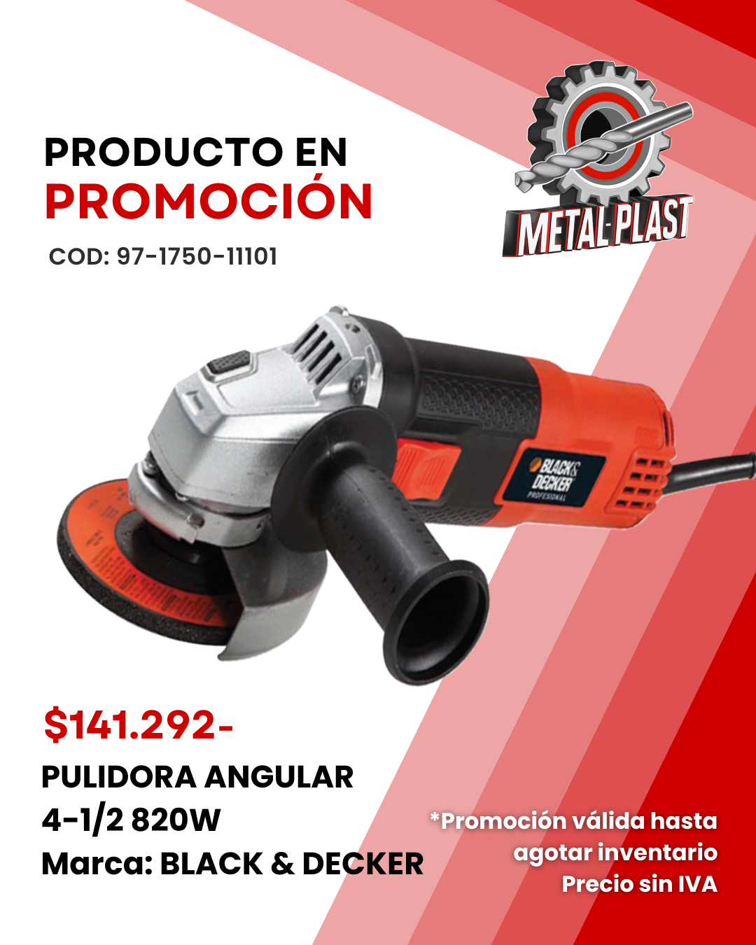 Pulidora Angular 4-1/2 - 820W - BLACK & DECKER