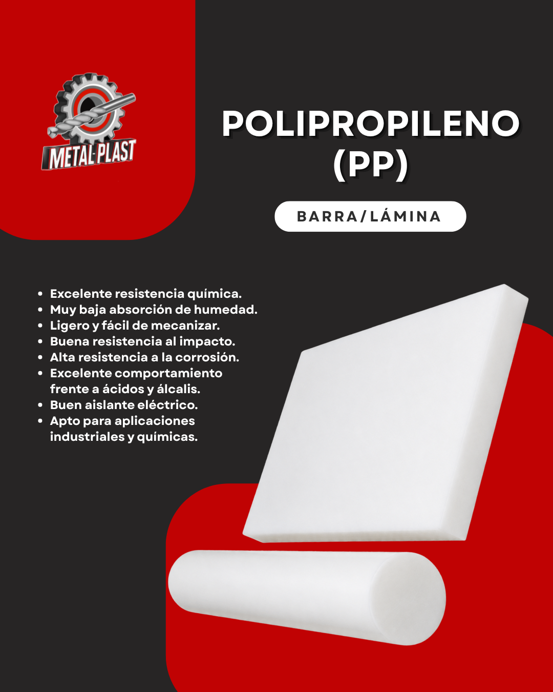 Polipropileno (PP) Grado Mecánico - Barra y Lámina - Plast